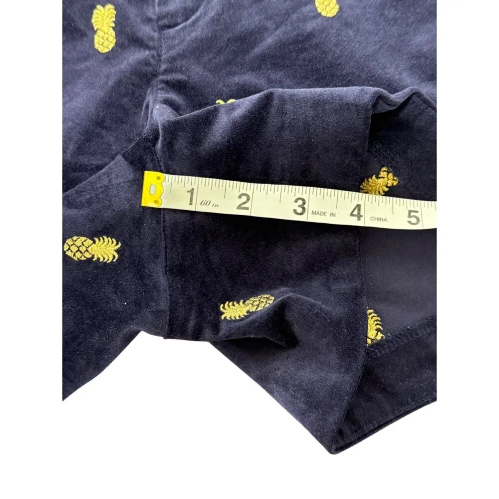 Lilly Pulitzer Size 2 Velvet Short Adie Navy Blue Embroidered Gold Pineapple - Picture 6 of 8